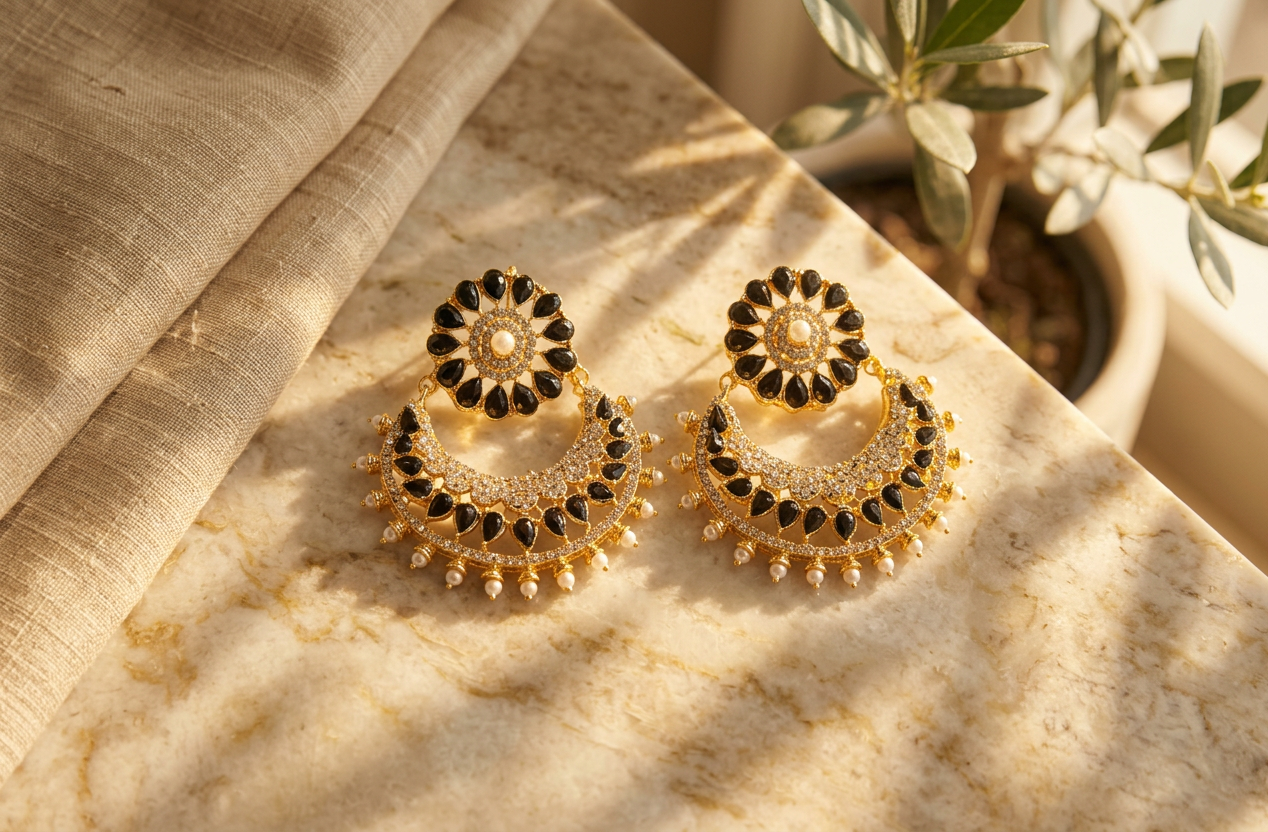 Elegant Chandbali Jhumkas – Traditional Ethnic Earrings